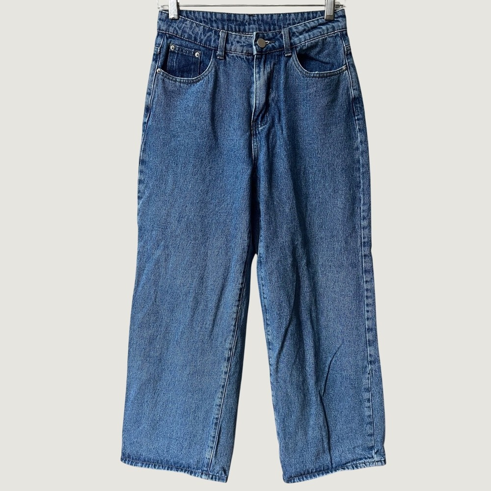 Dazy High Rise Wide Leg Baggy Jeans Medium Wash Denim Womens Medium